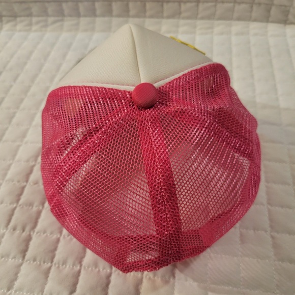 Handmade Pink White Girl Power Mesh Trucker Cap Sun Rose Bee Patches Barbiecore - Picture 3 of 6